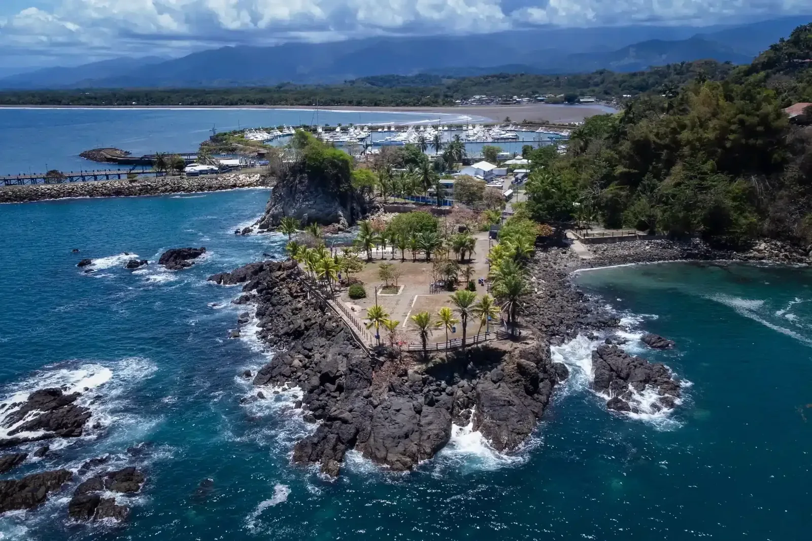 Downtown Quepos and the coast of Costa Rica's Central Pacific
